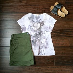 Coldwater Creek Floral Lite Lavender Lined Scoop Neck Lace T-Shirt NWOT